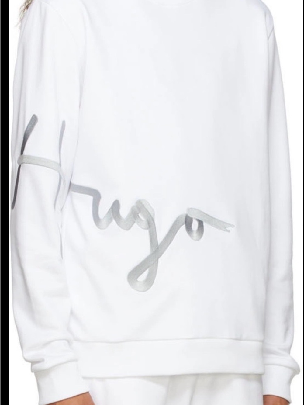Hugo Boss White Sweatshirt with Silver Script